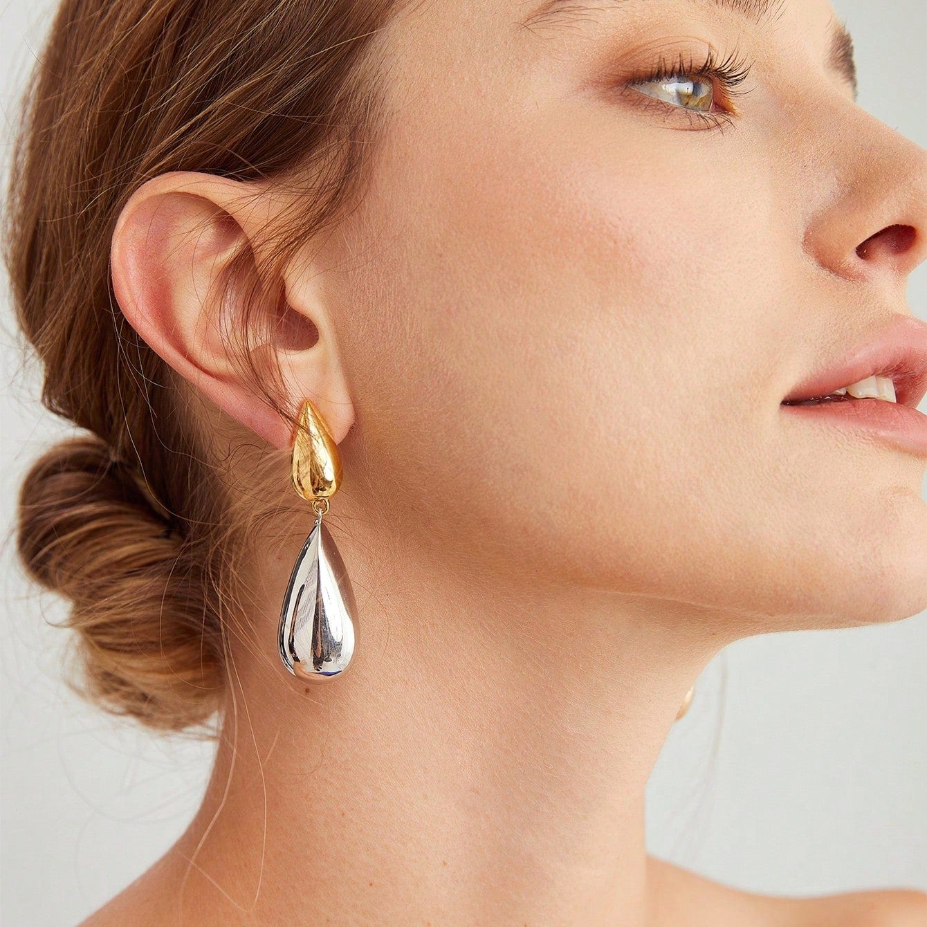 Double-Tone Drop Earrings