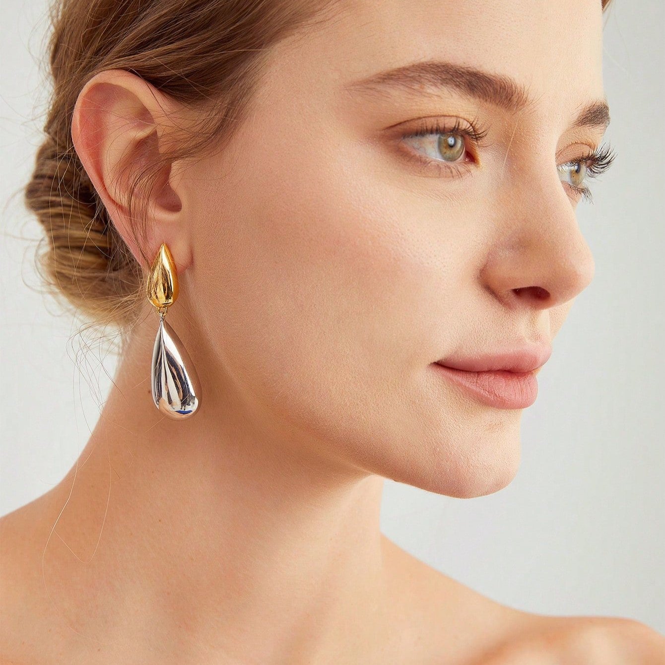 Double-Tone Drop Earrings