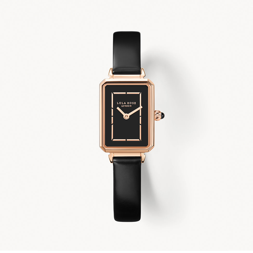 Black Onyx Watch with Rose Gold