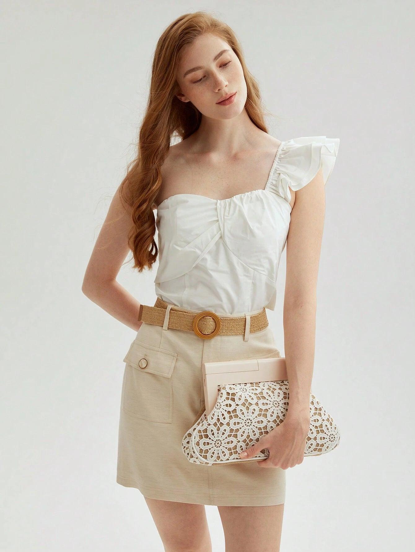 Clutch Bag with Hollow Floral Design - Carmela