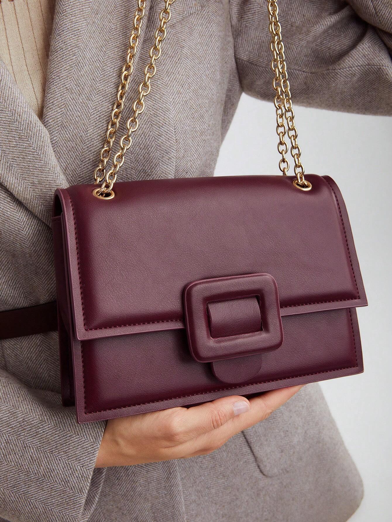 Shoulder Bag with Chain and Buckle - Stella