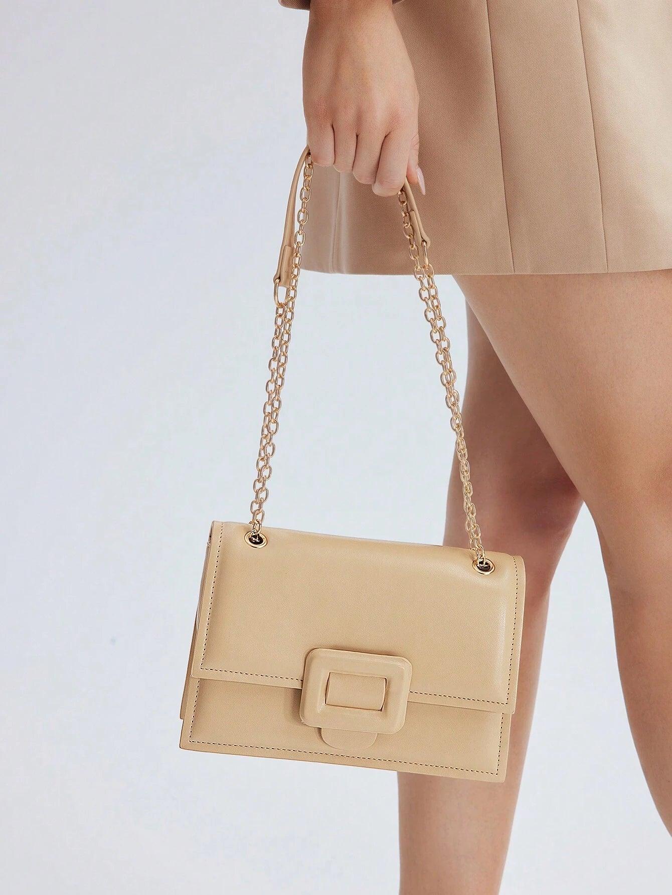 Shoulder Bag with Chain and Buckle - Stella