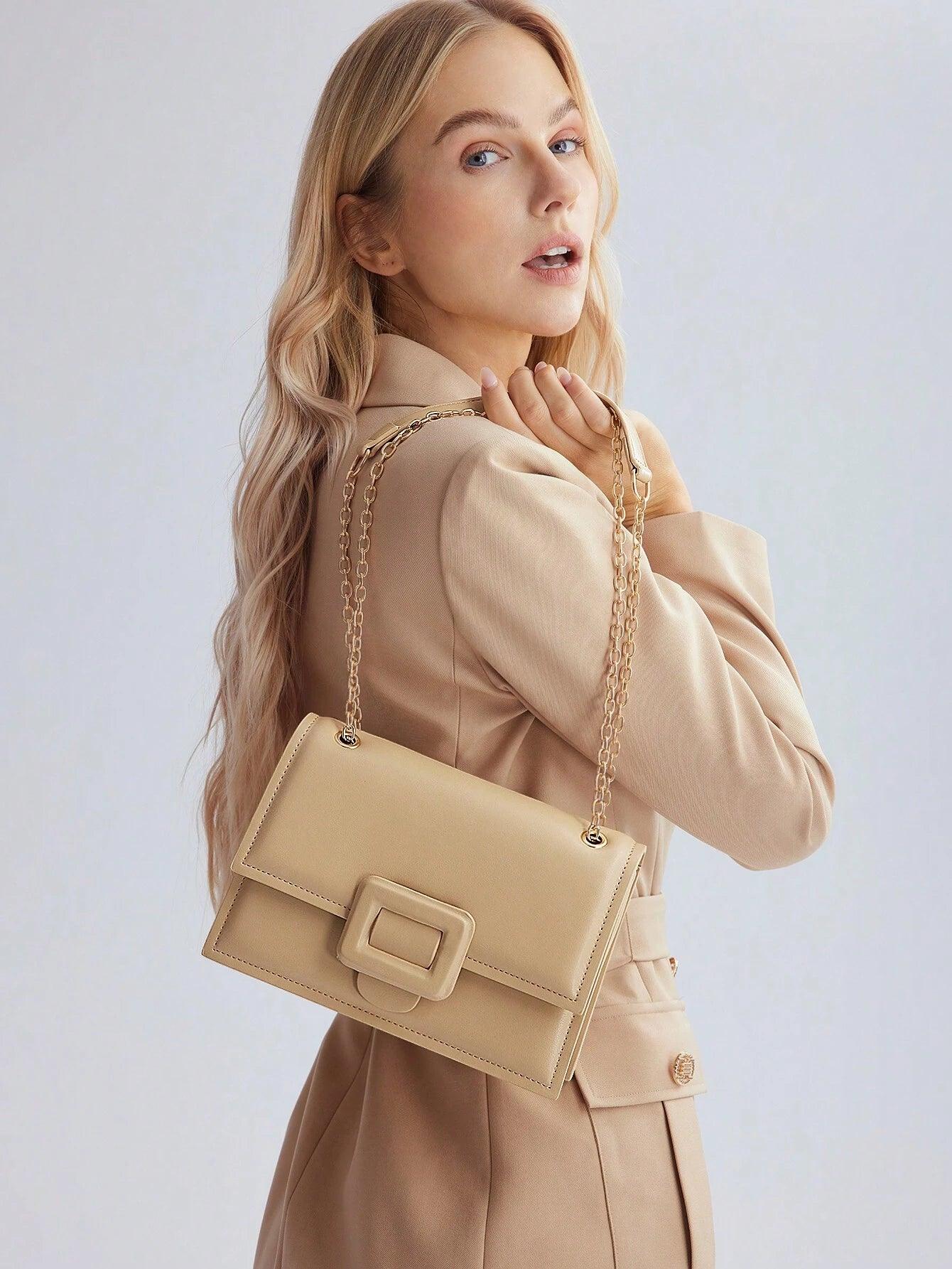 Shoulder Bag with Chain and Buckle - Stella